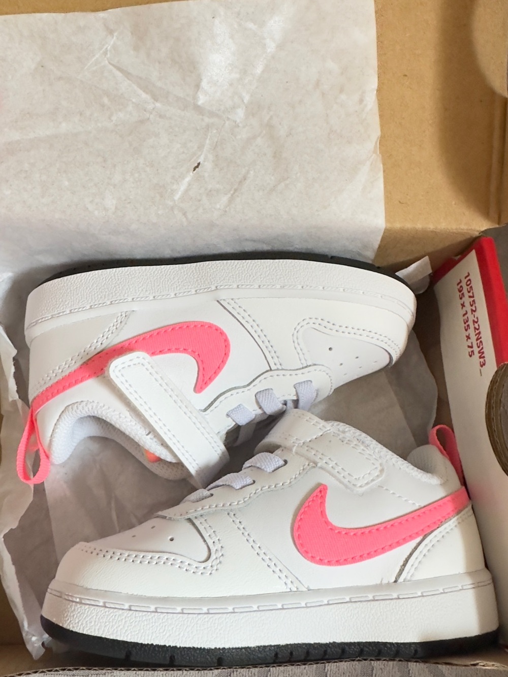 Nike baby  White Sneakers with Pink Accent Swoosh